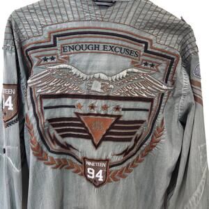 Men's Roar Aviation Edition Long-sleeved button up shirt W/Embroidery, Size 2XL
